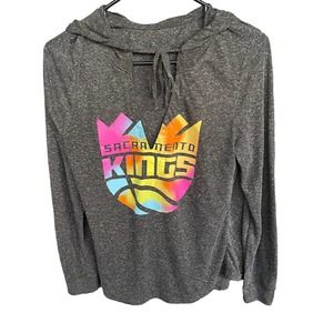 Sacramento Kings Sweater Womens Small Gray Hoodie Basketball V-neck